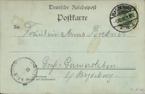 Mondschein Ak Magdeburg an der Elbe, Inselteich, Dom