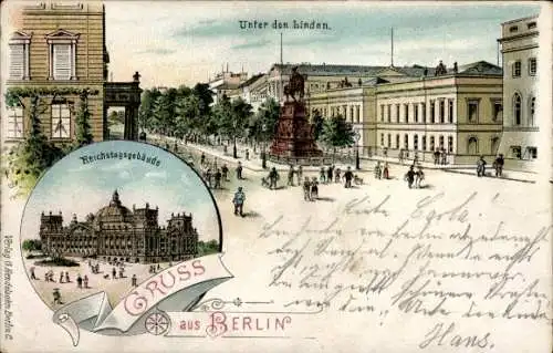 Litho Berlin, Reichstagsgebäude, Unter den Linden