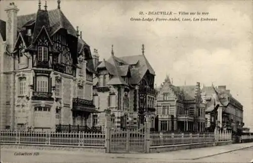 Ak Deauville Calvados, Villas sur la mer, Green Lodge, Pierre Andrée, Love, Les Embruns