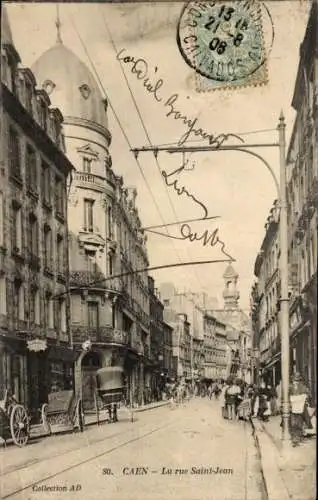 Ak Caen Calvados, La rue Saint-Jean