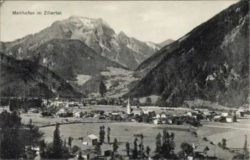 Ak Mairhofen Mayrhofen im Zillertal Tirol, Berglandschaft, kleine Stadt, Kirche, Zillertaler A...
