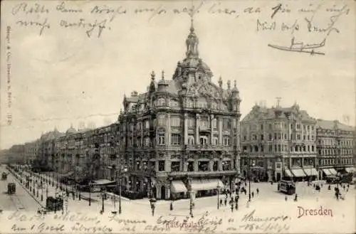 Ak Dresden in Sachsen, Blick auf den Kaiserpalast, Straßenbahn 