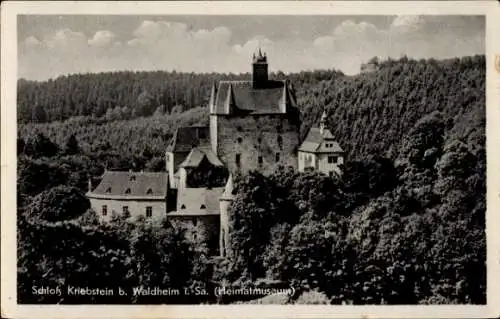 Ak Waldheim in Sachsen, Schloss Kriebstein, historische Architektur, umgeben von Wäldern