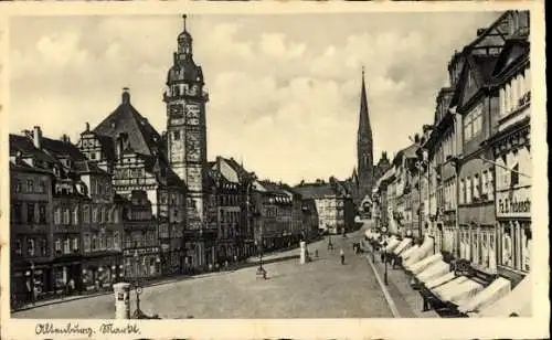 Ak Altenburg in Thüringen, Marktplatz, Uhrturm, Kirche, historische Bauten