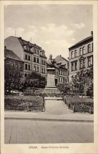 Ak Apolda in Thüringen, Kaiser-Friedrich-Denkmal, Stadtansicht, Bäume, Gebäude
