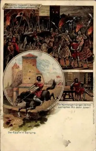 Präge Litho Nürnberg in Mittelfranken, Eppelein-Sprung, Eppelein von Gailingen