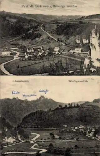 Ak Behringersmühle Gößweinstein in Oberfranken, Fränk. Schweiz,  Gössweinstein, Schloss, Kirche