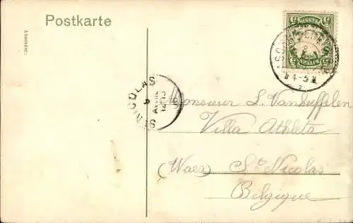 Ak Aschaffenburg in Unterfranken,  Pompejanum, Fluss und Bäume