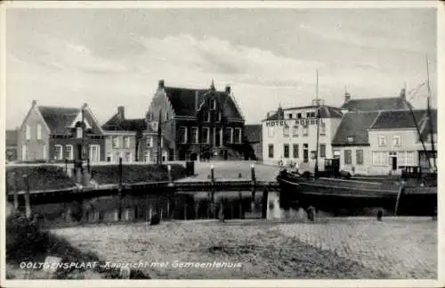 Ak Ooltgensplaat Südholland Niederlande, Darstellung von  Gemeentehuis, Hotel Hobbel, Kanal