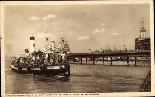 PC Portsmouth Hampshire England, Gosport Ferry, HMS Duke of York, Admiralty House