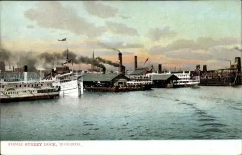 Ak Toronto Ontario Kanada, Yonge Street Dock, Dampfschiffe
