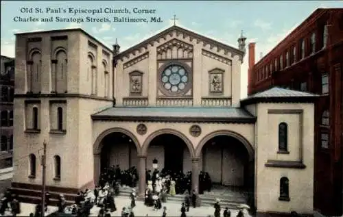 PC Baltimore Maryland USA, Old St. Paul's Episcopal Church, Corner Charles and Saratoga Streets