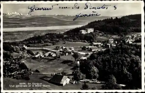 CPA Saint-Cergue Canton de Vaud, vue générale et le Mont Blanc