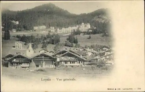 Ak Leysin Kanton Waadt, Berglandschaft, allgemeine Ansicht, Gebäude, Kirche, Schweizer Alpen