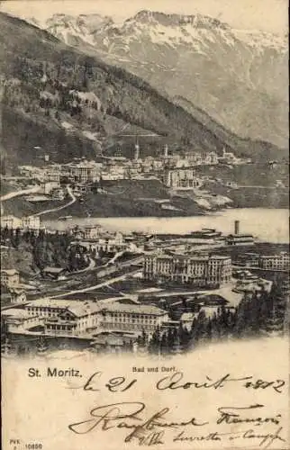 Ak Sankt Moritz Kanton Graubünden, Bad und Dorf