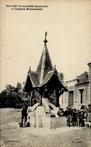 CPA Gruchet le Valasse Seine Maritime, La Fontaine Monumentale