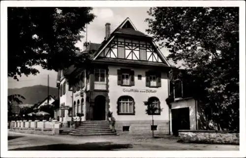 Ak Haslach im Kinzigtal Schwarzwald, Gasthof zum Ochsen, Fremdenpension, Flusswasser, Fotografie