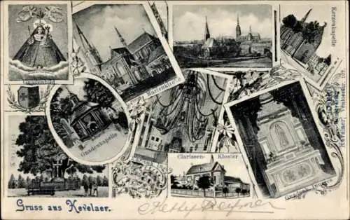 Ak Kevelaer am Niederrhein, Totalansicht, Gnadenkapelle, Kreuzbaum, Clarissenkloster, Marienkirche