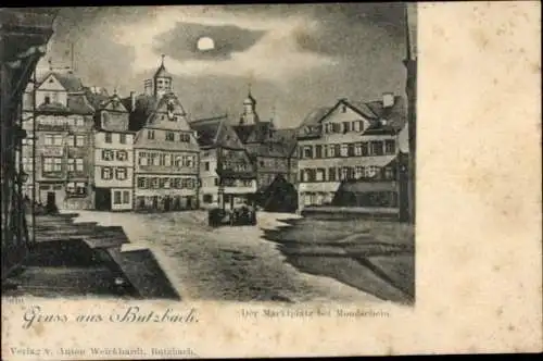 Mondschein Ak Butzbach im Taunus Hessen, Marktplatz