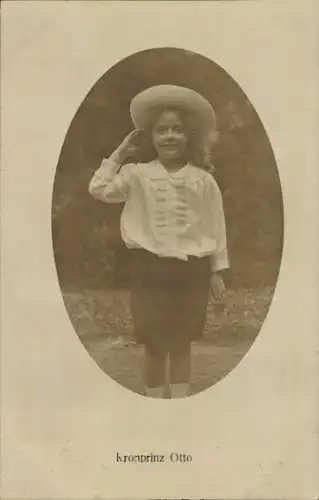 Ak Kronprinz Otto, Porträt, Hut