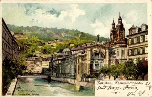 Künstler Litho Guggenberger, Karlovy Vary Karlsbad Stadt, Sprudelkollonade
