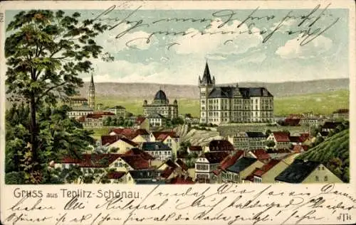 Ak Teplice Šanov Teplitz Schönau Region Aussig, Teilansicht