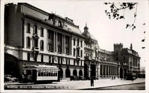 Ak Buenos Aires Argentinien, Estacion Retiro F. C. C. A, Straßenbahn