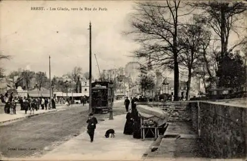 Ak Brest Finistère, Les Glacis, vers la Rue de Paris