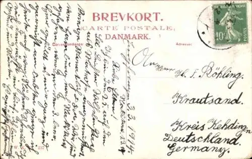 Ak Nakskov Lolland Dänemark, Häuser am Wasser, Windmühle, Bootsanleger