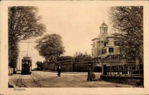 Ak Klampenborg Dänemark, Hvidøre, Teilansicht, Straßenbahn