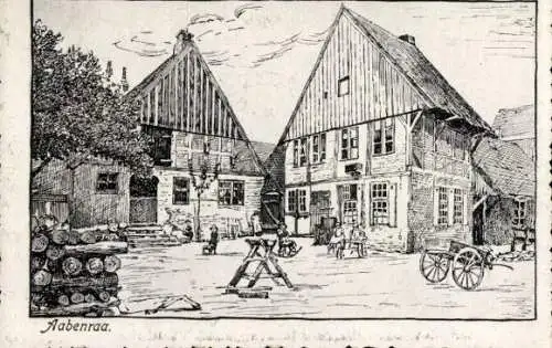 Ak Aabenraa Apenrade Dänemark, Teilanischt, Fachwerkhaus