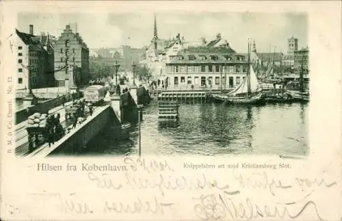 Ak København Kopenhagen Dänemark, Knippelsbro set mod Kristiansborg Slot