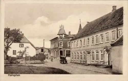 Ak Høruphav Höruphav Höruphaff Alsen Dänemark, Historische Straßenansicht, alte Gebäude, Pferd...
