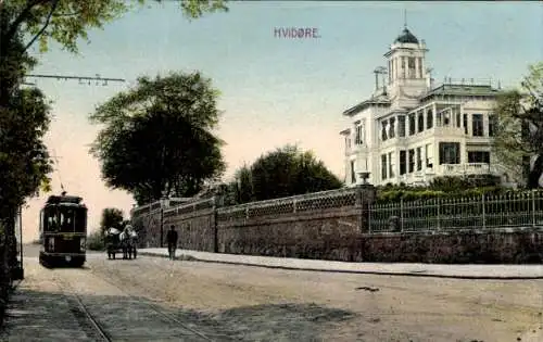 Ak Klampenborg Dänemark, Hvidøre, Straßenbahn