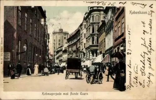 Ak København Kopenhagen Dänemark, Kopmagergade med Runde Taarn