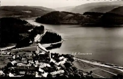 Ak Schluchsee im Schwarzwald, Fliegeraufnahme, Cafe Zimmermann