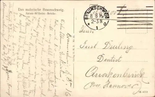 Ak Braunschweig in Niedersachsen, Partie an der Kaiser Wilhelm Brücke