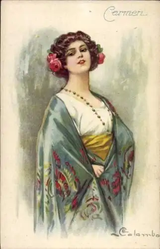 Künstler Ak Colombo, E., Carmen, Frau-Porträt