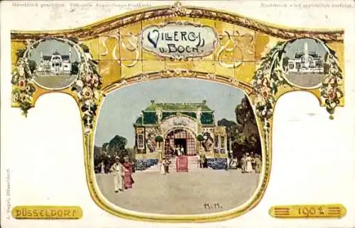 Passepartout Künstler Ak Düsseldorf, Ausstellung 1902, Villeroy und Boch