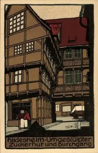 Steindruck Ak Hildesheim in Niedersachsen, umgestülpter Zuckerhut, Durchgang