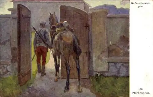 Künstler Ak Schattenstein, Ins Pferdespital