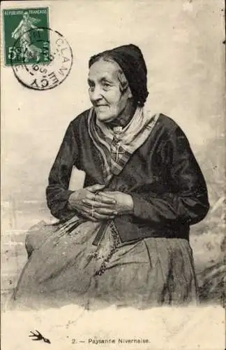 Ak Paysanne Nivernaise, Volkstracht