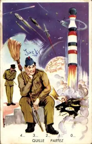 Ak Französische Armee, Soldat, Humor