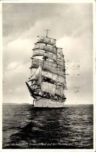 Ak Flensburg in Schleswig Holstein, Schulschiff Deutschland auf der Flensburger-Förde