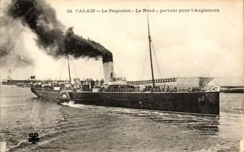 Ak Calais Pas de Calais, Dampfschiff 'Le Nord' verlässt Calais in Richtung England