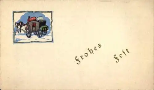 Ak Glückwunsch, Kutsche, Pferde, Transport