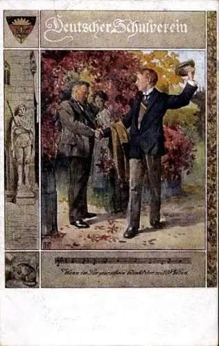 Studentika Lied Künstler Ak Student, Eltern, Abschied, Familie