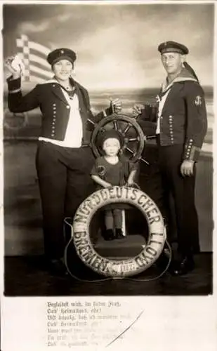 Ak Marinesoldat in Uniform, Frau in Matrosenuniform, Norddeutscher Lloyd Bremen NDL