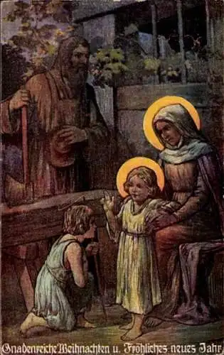 Ak Glückwunsch Weihnachten und Neujahr, Heilige Familie, Jesuskind