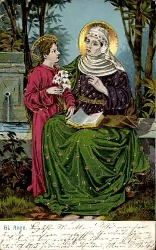 Ak Beratzhausen Oberpfalz, Hl. Anna mit Maria, kolorierte Lithographie